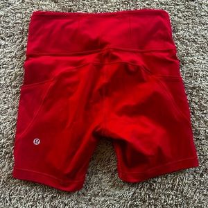 Lululemon Red Fast & Free High Rise Biker 6” Shorts